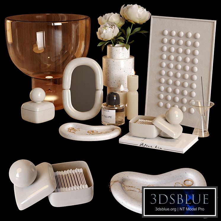 Beige decor set with peony flowers