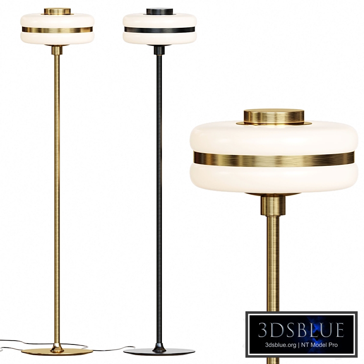 Floor lamp in the style of postmodernity with a glass lampshade