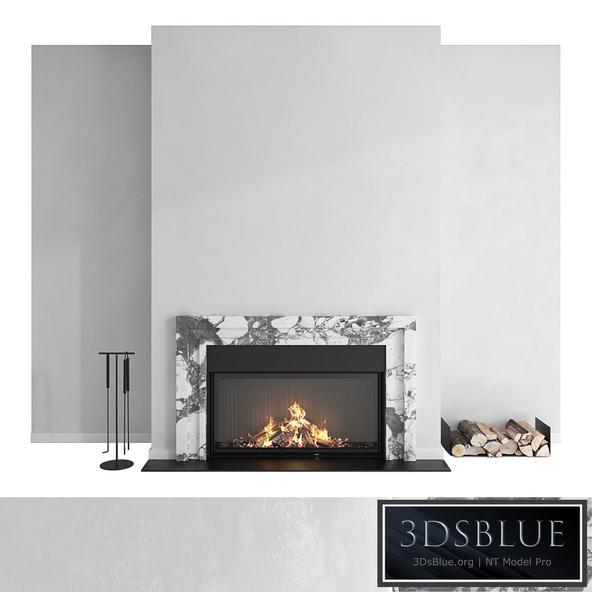 Decorative wall with fireplace set 43