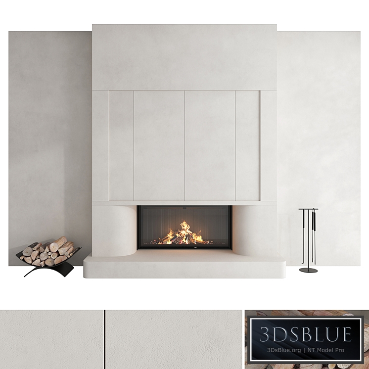 Decorative wall with fireplace set 47