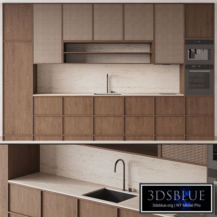 DARK WOOD KITCHEN WITH RATTAN