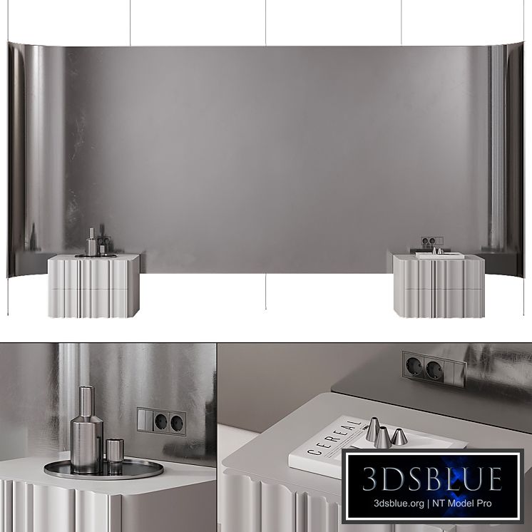 Bedroom headboard with metallic