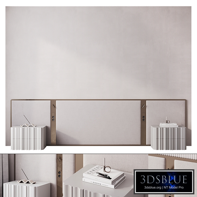 Bedroom headboard with bronze