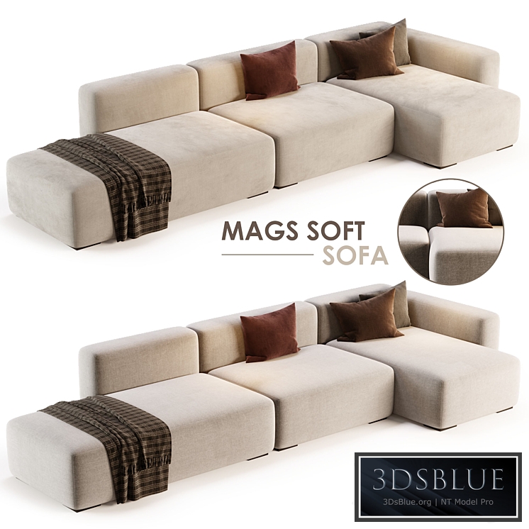 Mags Soft Corner Lounge 3seat Sofa by HAY