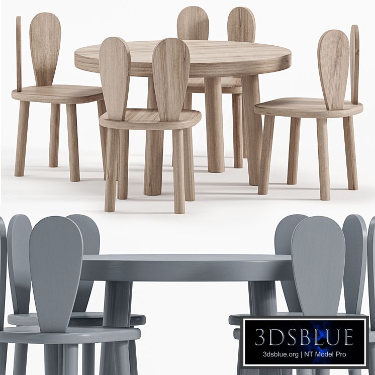 Rabbit Chair Wooden Kids Table By Etsy