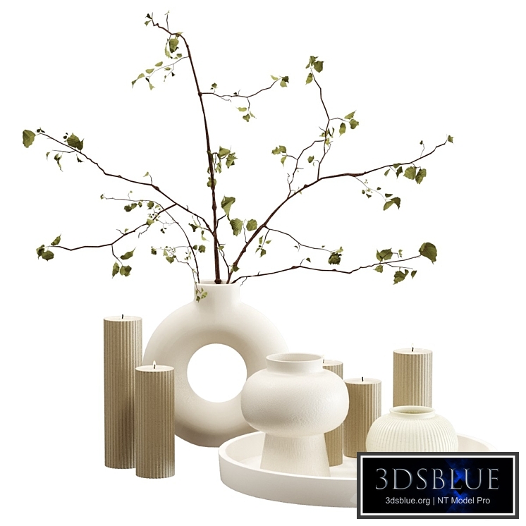 Decorative set with candles and vases