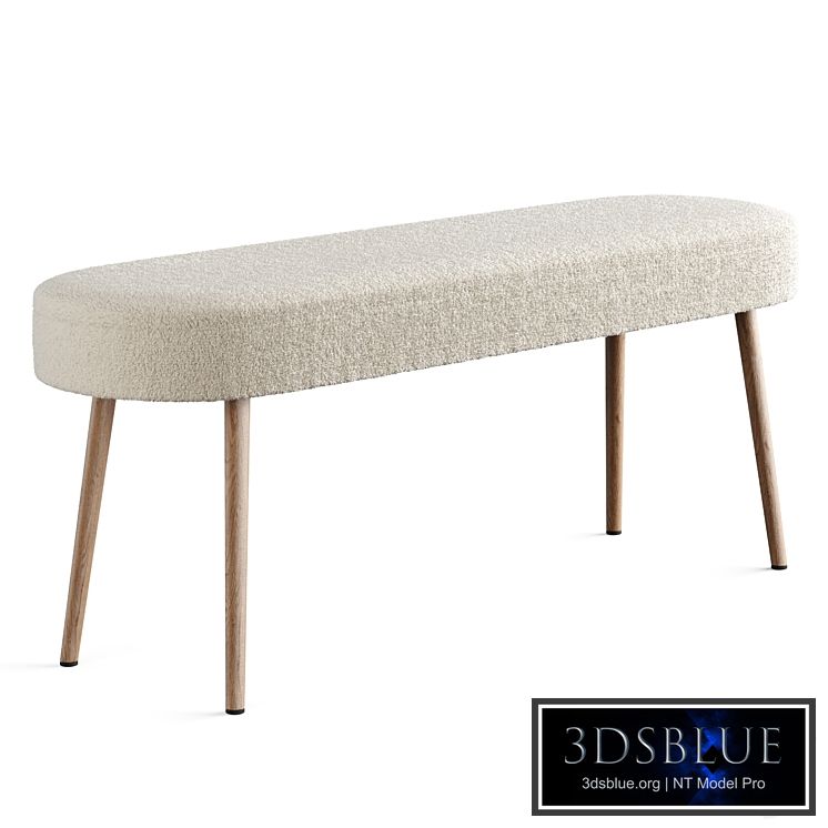 Bench in solid beech with boucle upholstery, Jimi