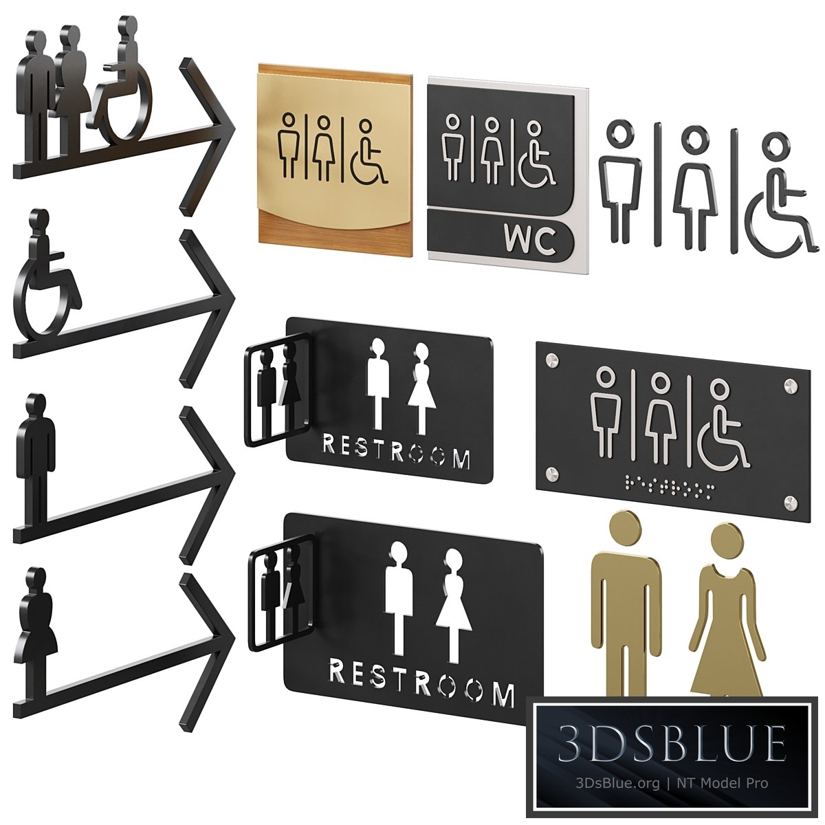 Restroom Directional Door Signs 2