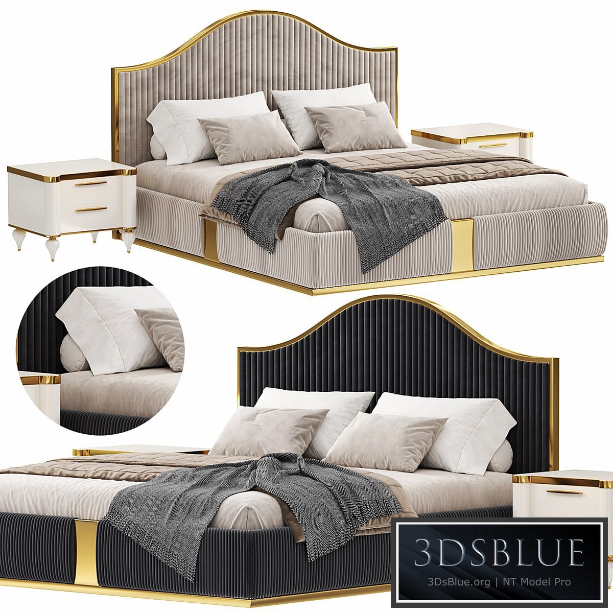 Modern Italian golden luxury bed by Lamoderno