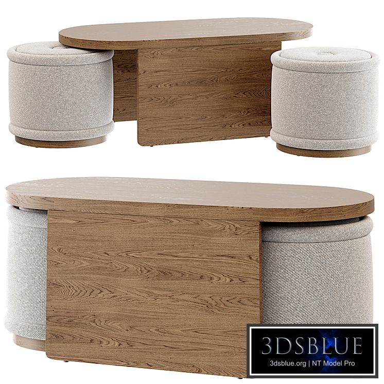 Union Oval Nesting Coffee Table with Stools
