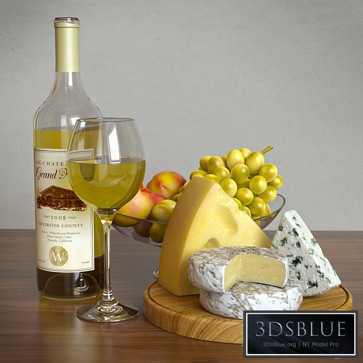 White wine and cheese set
