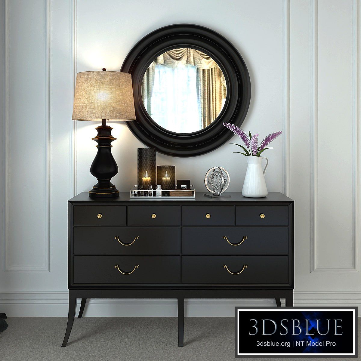 Chest of drawers with a decorative set