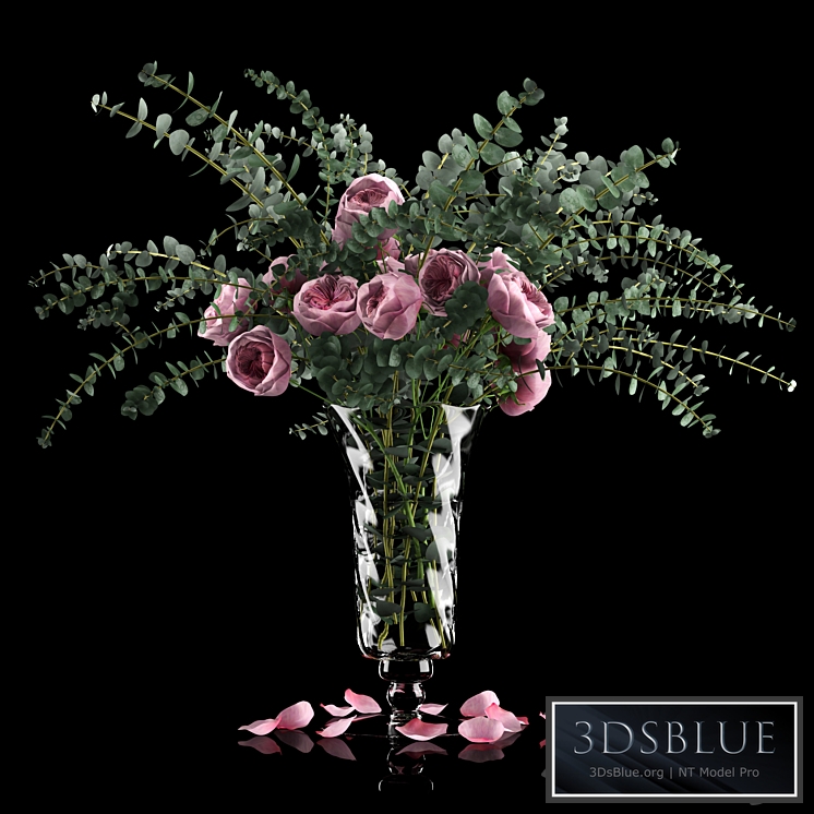 Pink roses and eucalyptus