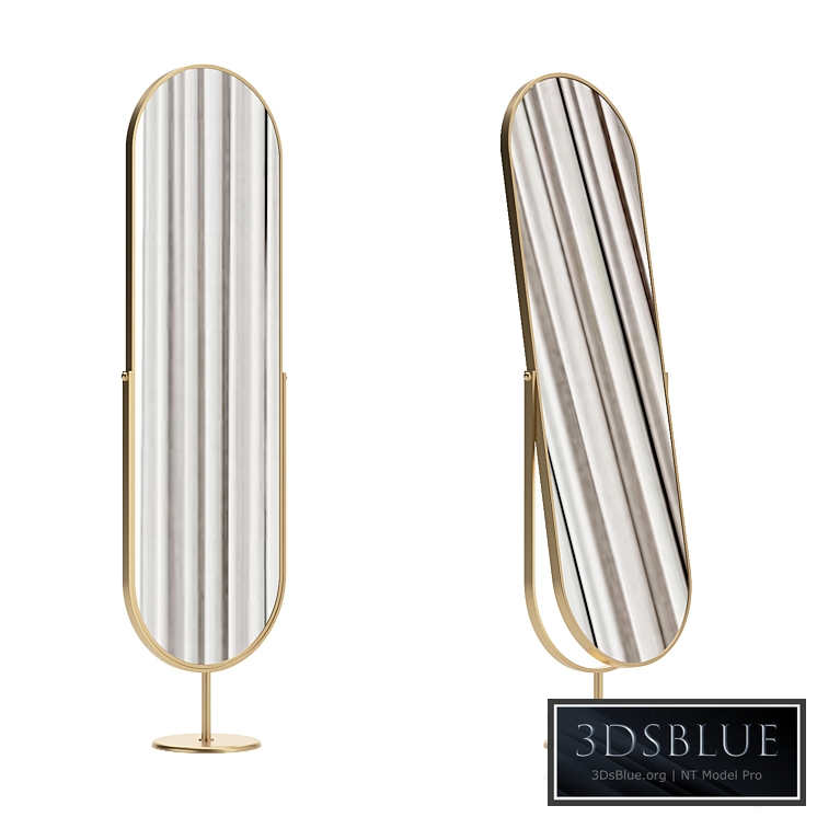 Mirror in a golden frame floor swivel oval