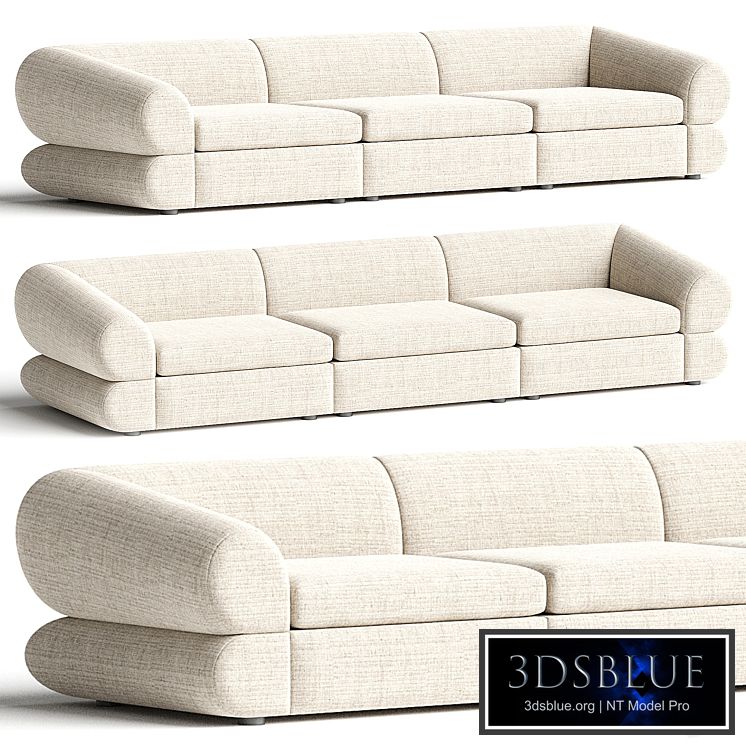 Chale 3-Piece Ivory White Sectional Sofa