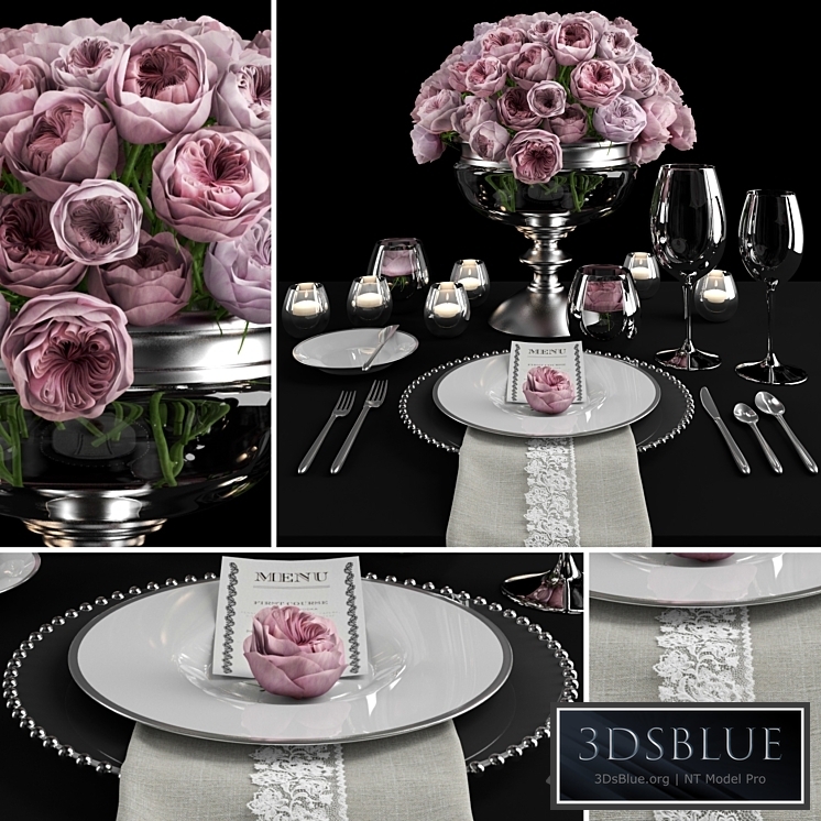 Serving with roses / Table setting with roses
