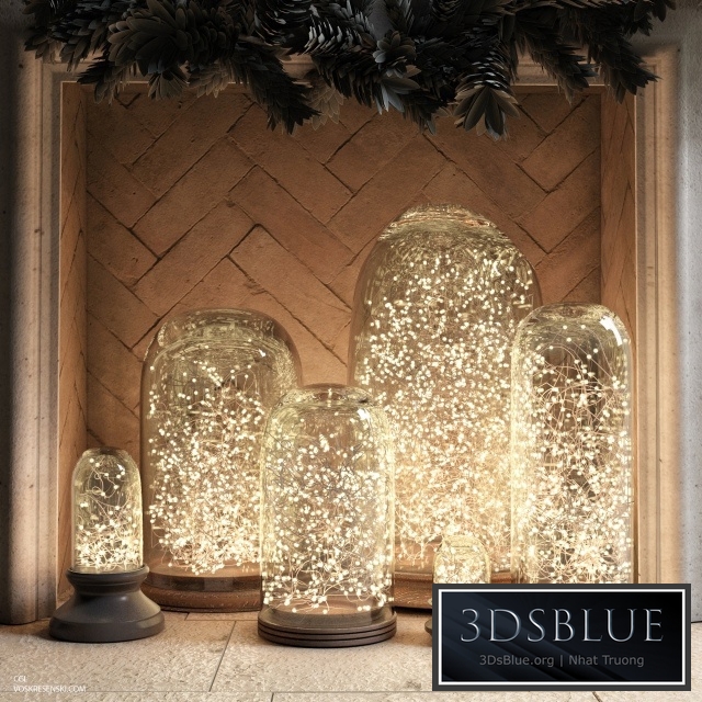 RH French Glass Cloche and Starry string lights