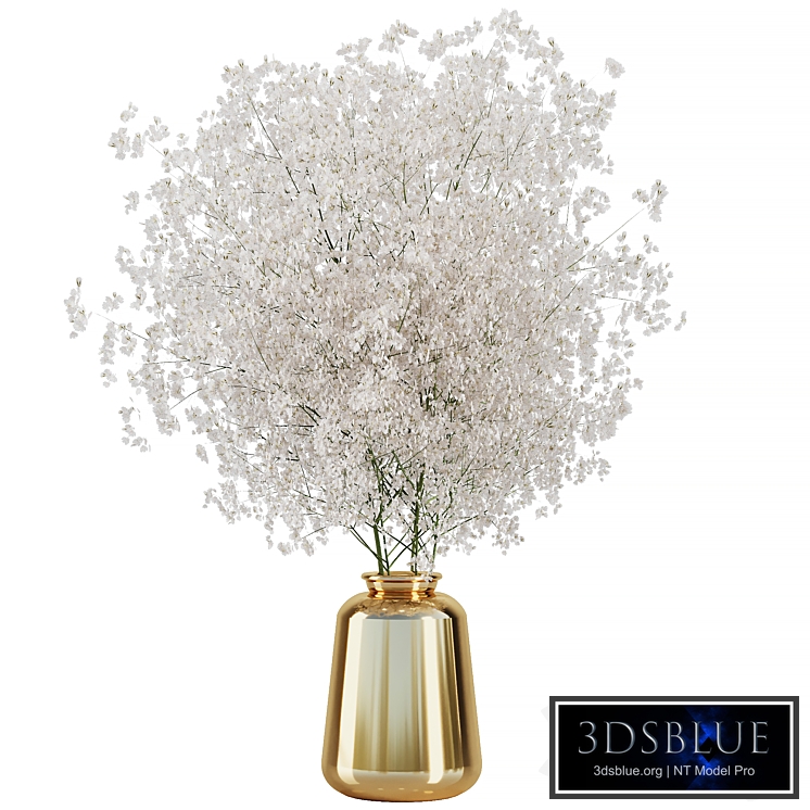 Babys Breath Bouquet In Gold Vase