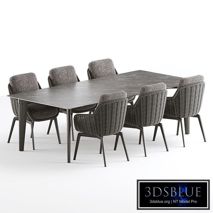 Outdoor Garden Woven Dining Set Belt Cord