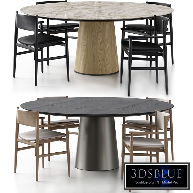 Neve chair with handles and Materic table by Porro