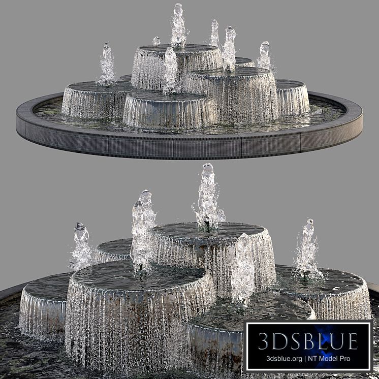 Circular Pond with Fountains