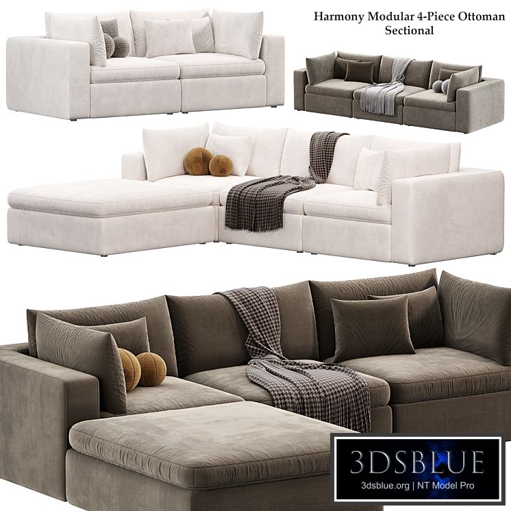 Harmony Modular 4 Piece Ottoman Sectional Sofa by westelm