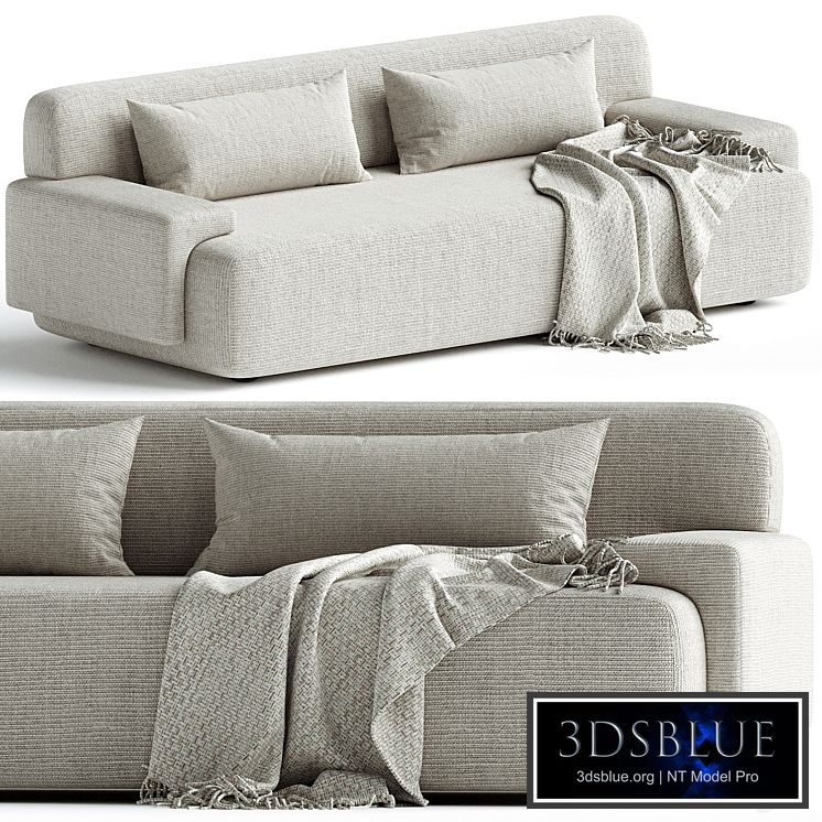 Popus Editions Lena 3 Seater Sofa in Egg Shell Off-White Como Velvet Fabric