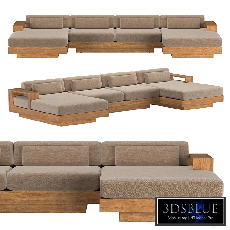 CAPE TOWN TEAK U-CHAISE SECTIONAL