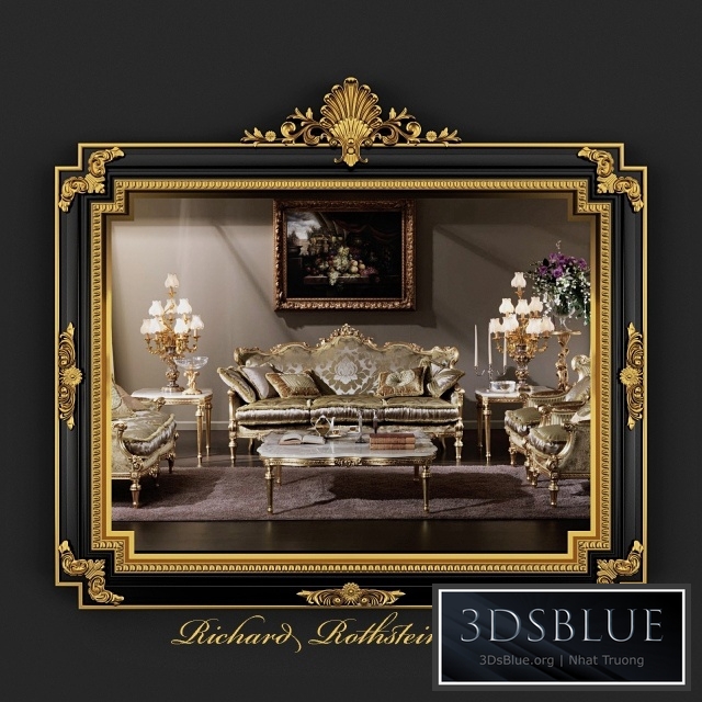 Classic Regency Style Black and Gold Mirror