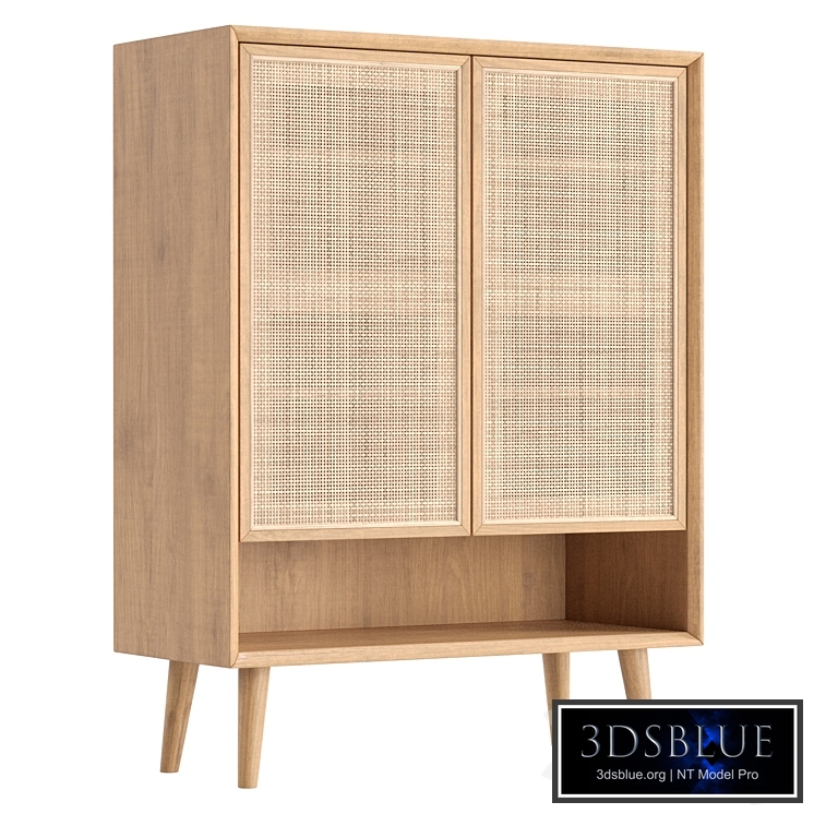 Villey Japandi Natural Shoe Storage Cabinet Rattan