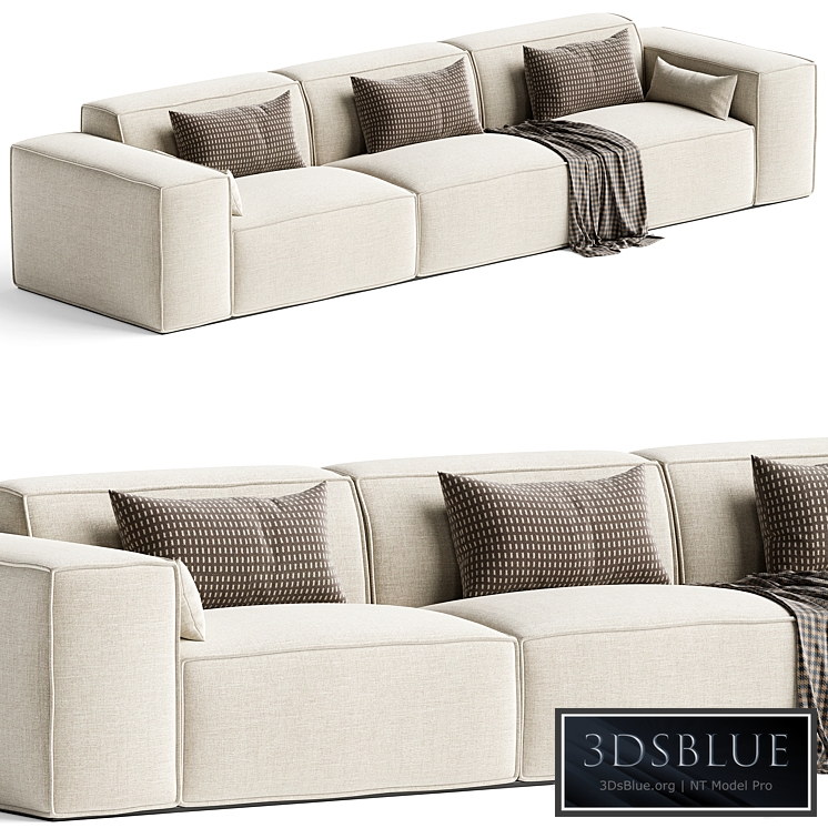 Scandinavian Slipcovered Square Arm Modular Sofa