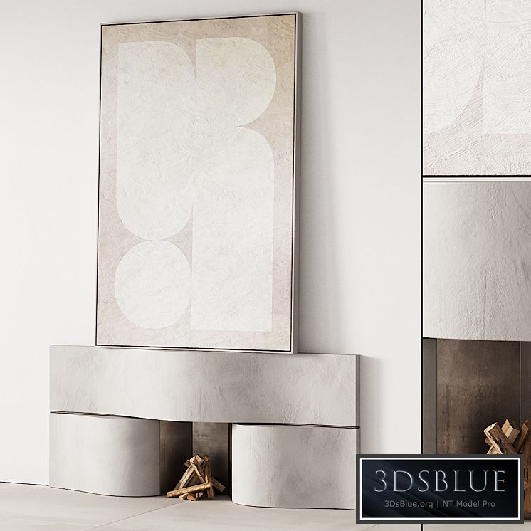 289 fireplace area decorative wall 07 wave chimney with painting 00