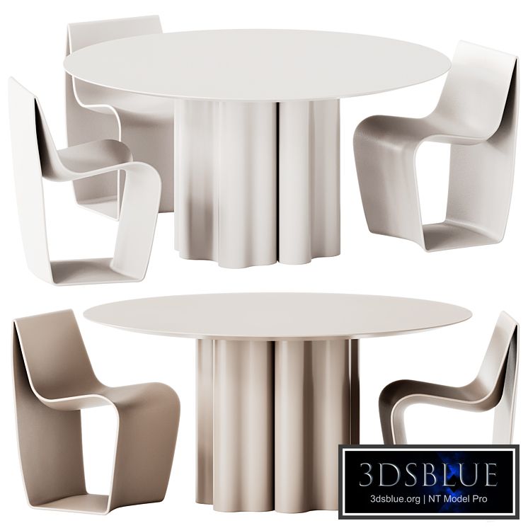 Saba Italia Teatro Magico Round Dining Table and MDF Italia Sign Matt Chair
