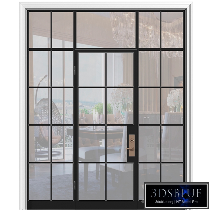 Interroom modern Art Deco style door. Glass partition. Entrance Art Deco Interior Door