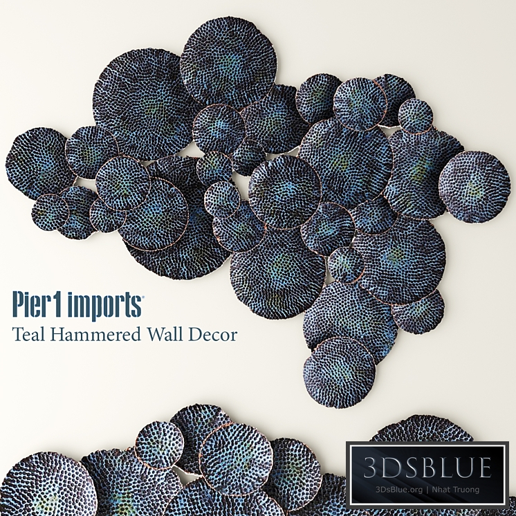 Teal Hammered wall, luxury, discs, circles, wall decor, mural, picture, panel, metallic, luxury, patina, copper, art