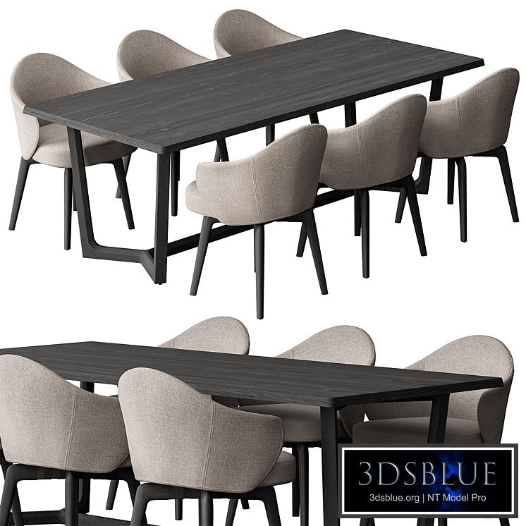Dinning Table Black and Cream - Set 31