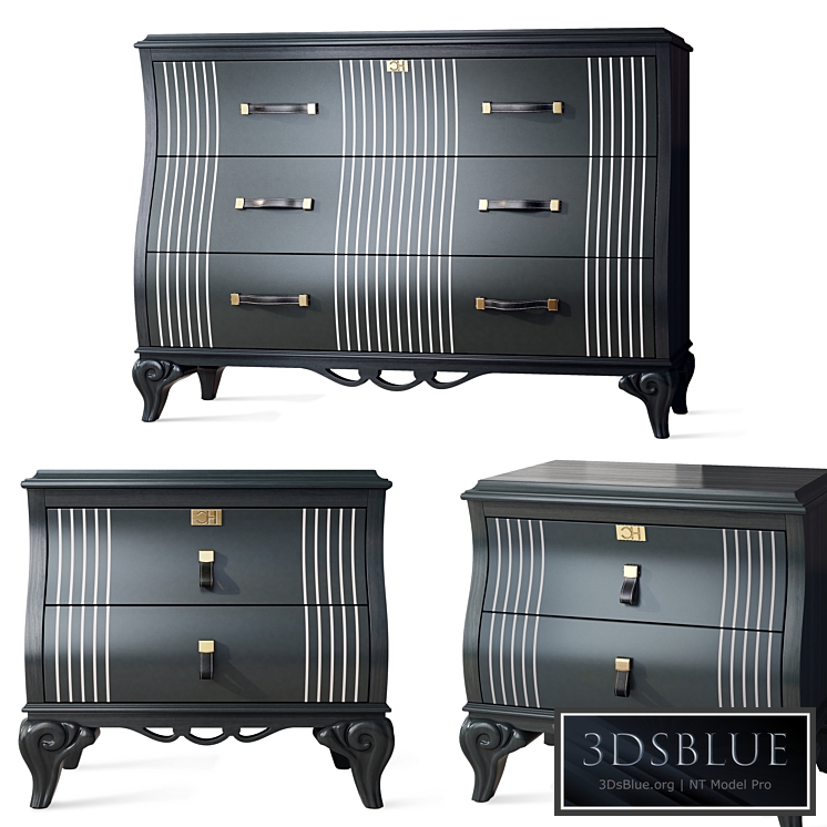 Chest of drawers bedside Art Deco Carpanese