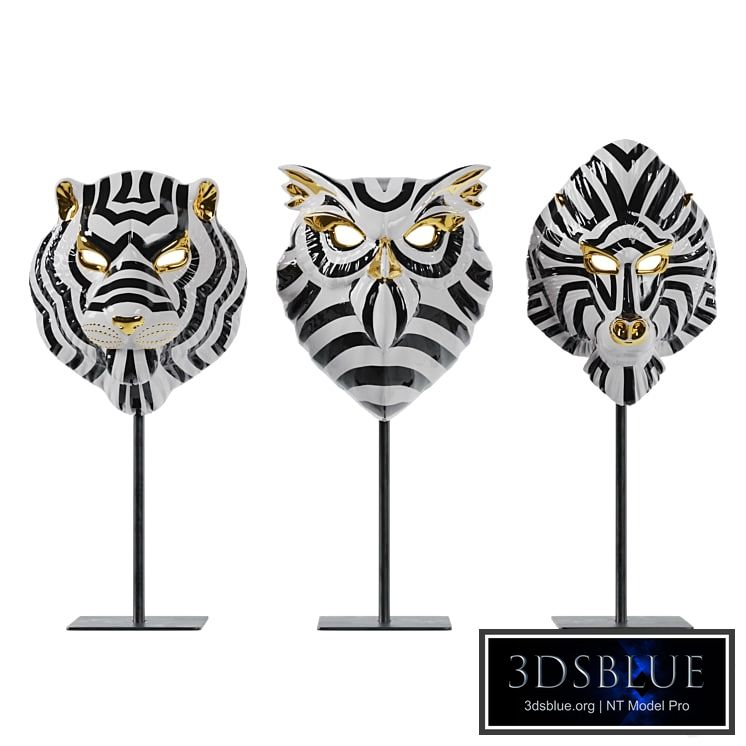 PERIGOLD Set of decorative ceramic masks LLADRÓ by José Luis Santes