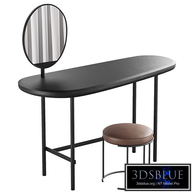 326 Vanity Desk 03 Pebble Desk with Nina pouf by Living Divani