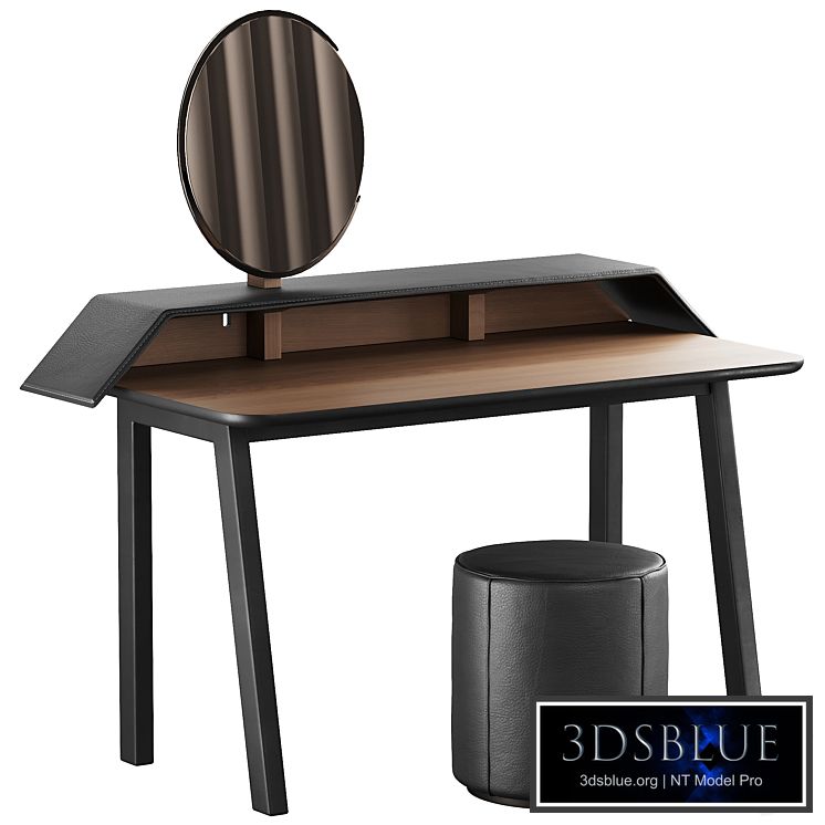 327 Vanity Desk 04 Tolda Desk by Miniforms and Fredericia Mono Pouf