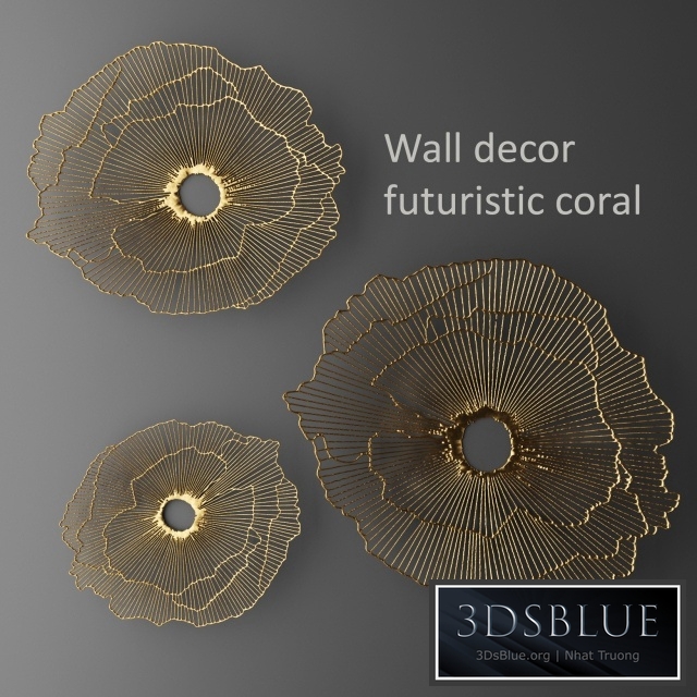 Wall decor futuristic coral. Panel. Gold, wall decor, panel, mirror, luxury, metal decor, loft, coral, sculpture, art, lattice, wall decor