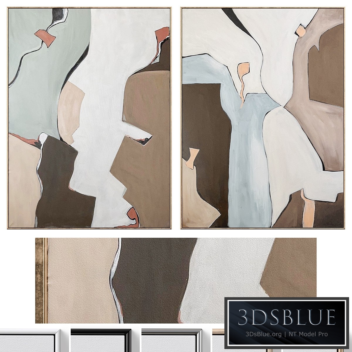 Large Mid-Century Abstract Neutral Wall Art C-871