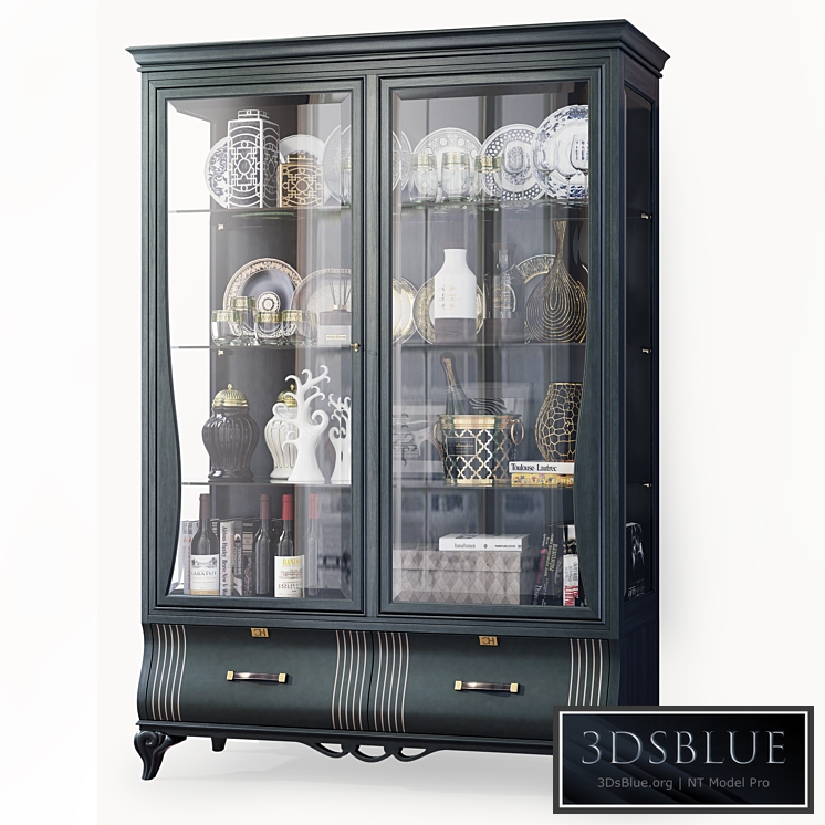 Swing cabinet with glass showcase Art Deco Carpanese