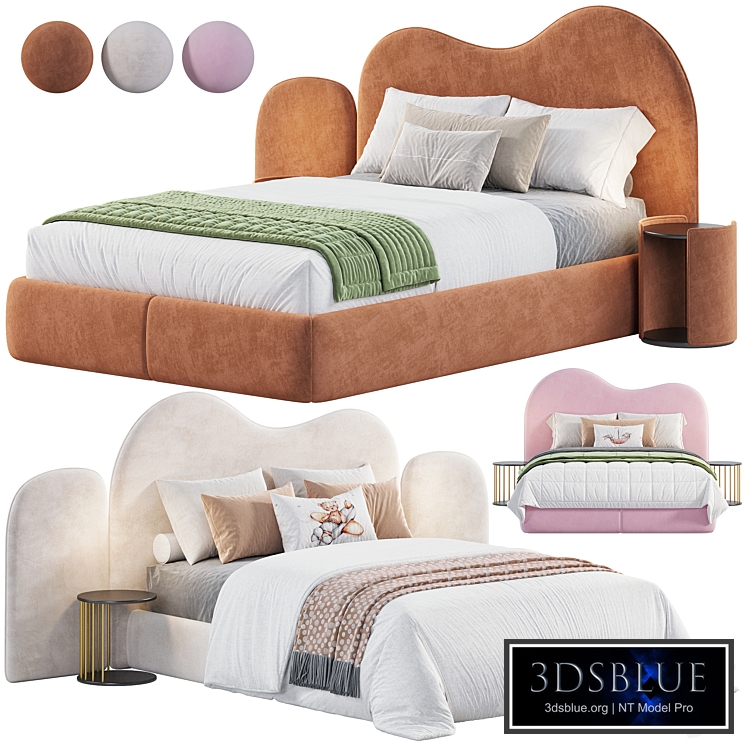 Curved Bedhead Boucle bed