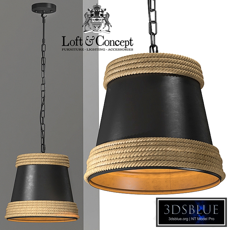 Black &amp; Hemp Pendant Lamp Suspension