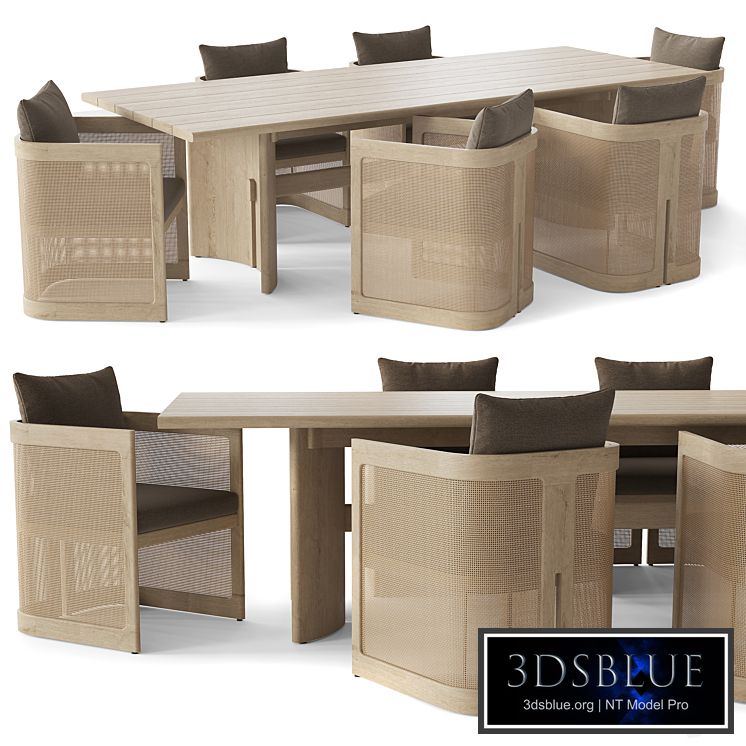 RH TRIESTE TEAK RECTANGULAR DINING TABLE