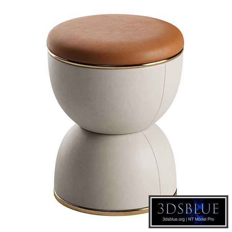Hourglass shaped leather pouffe, Cesare