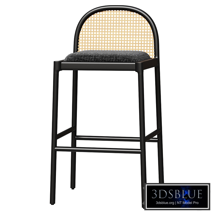 Bar Stool NADIA BLACK CANE BAR STOOL