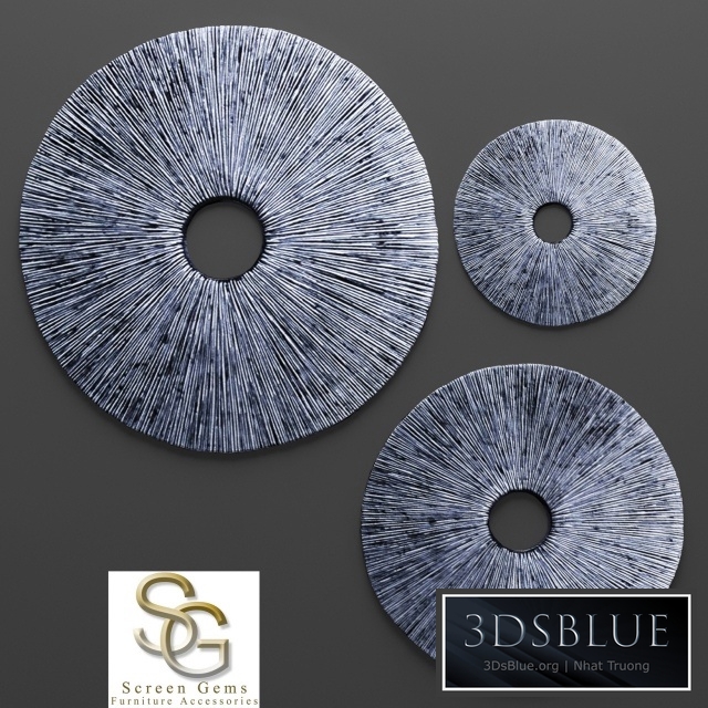 Sandstone Ribbed Wall Art - Set, painting, sculpture, stone carving, abstract, wall decor, sculpture, stone decor, perforation, round, disk