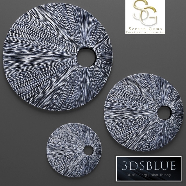 Sandstone Top Hole Ribbed Wall Art - Set, painting, sculpture, stone carving, abstract, wall decor, sculpture, stone decor, perforation, round, disk